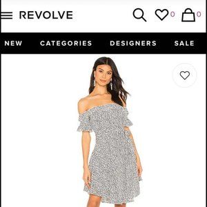 NEVER WORN, size large, black & white, off the shoulder Revolve summer dress